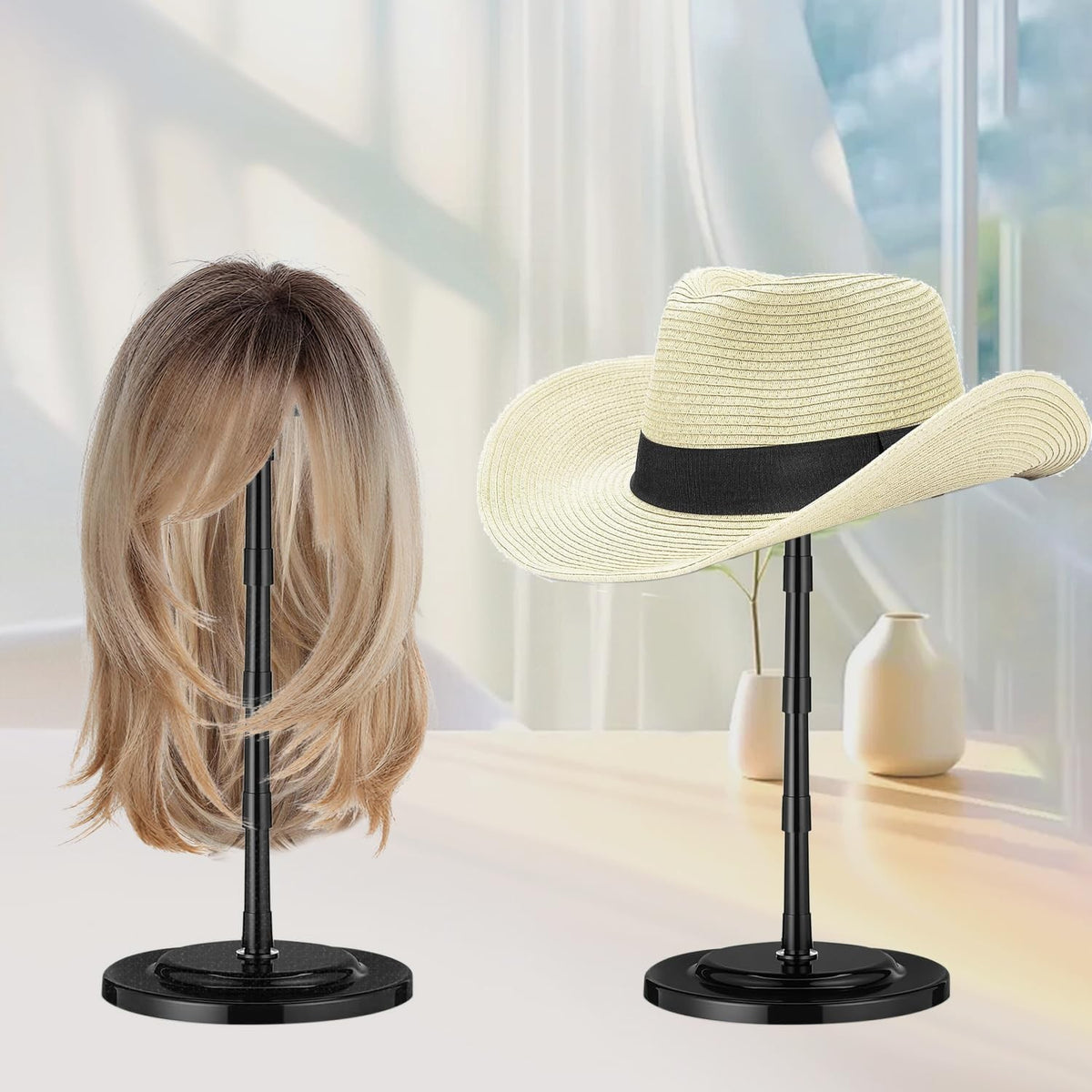 14.5 Inch Portable Wig Stand Holder with Anti-Slip Base for Display & Styling