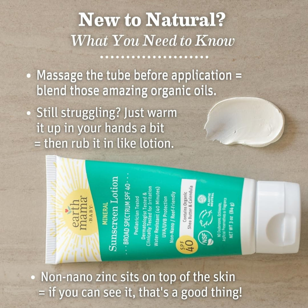 Mineral Sunscreen Lotion SPF 40 for Sensitive Skin - Baby & Family Safe, Water Resistant 3 oz
