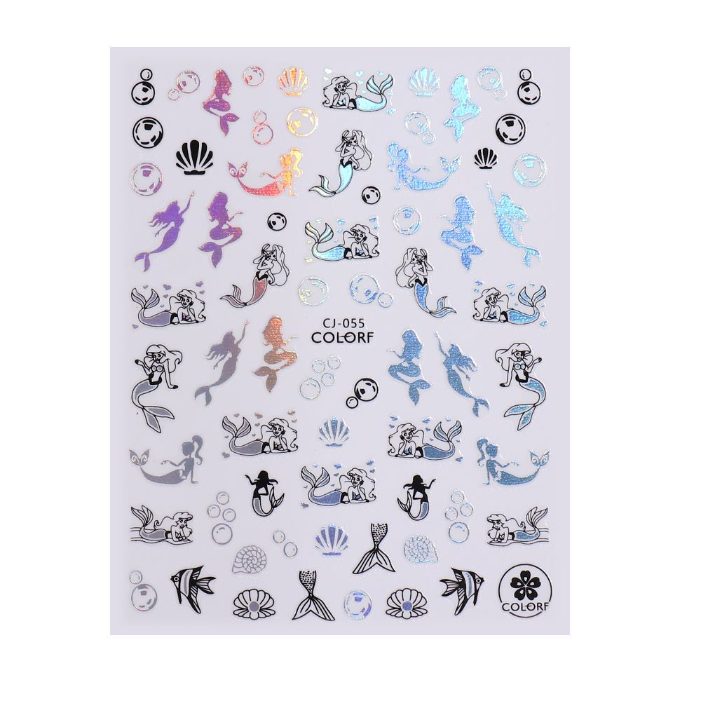 Beach Nail Stickers Set for Nail Art - Mermaid Seashell Starfish Turtle Designs