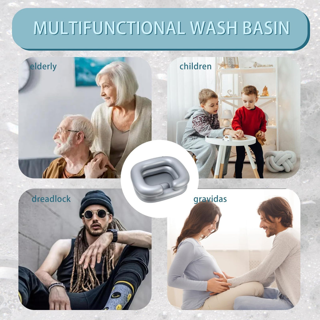 Inflatable Hair Wash Basin for Bedridden & Elderly Care, Portable Shampoo Bowl