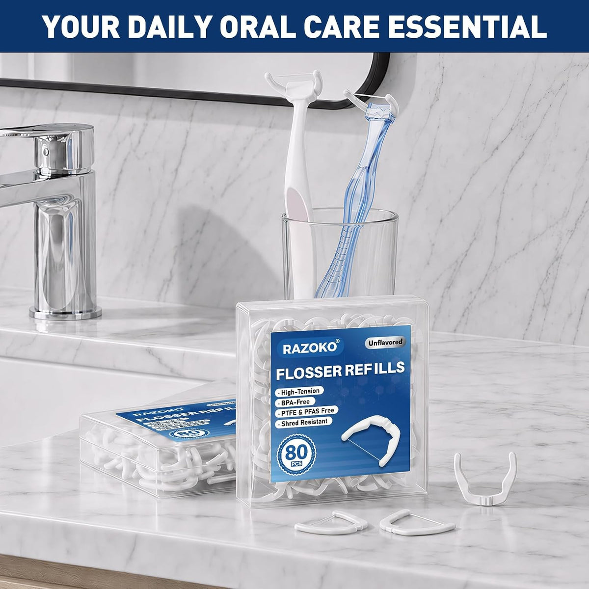 Dental Floss Refills Compatible with Listerine Ultraclean Access Flosser – 160 Count