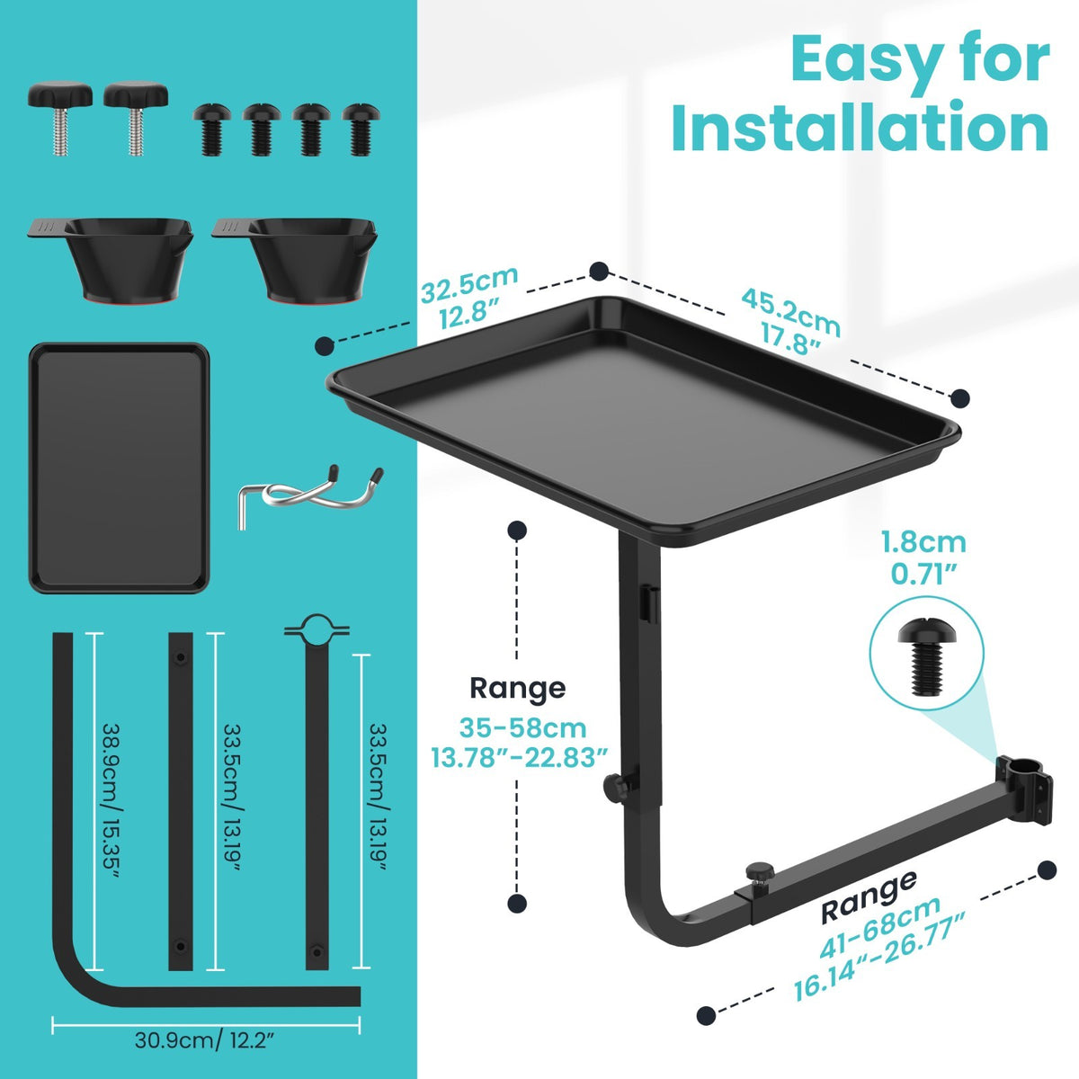Adjustable 360° Rotation Salon Chair Tray for Hairdressing