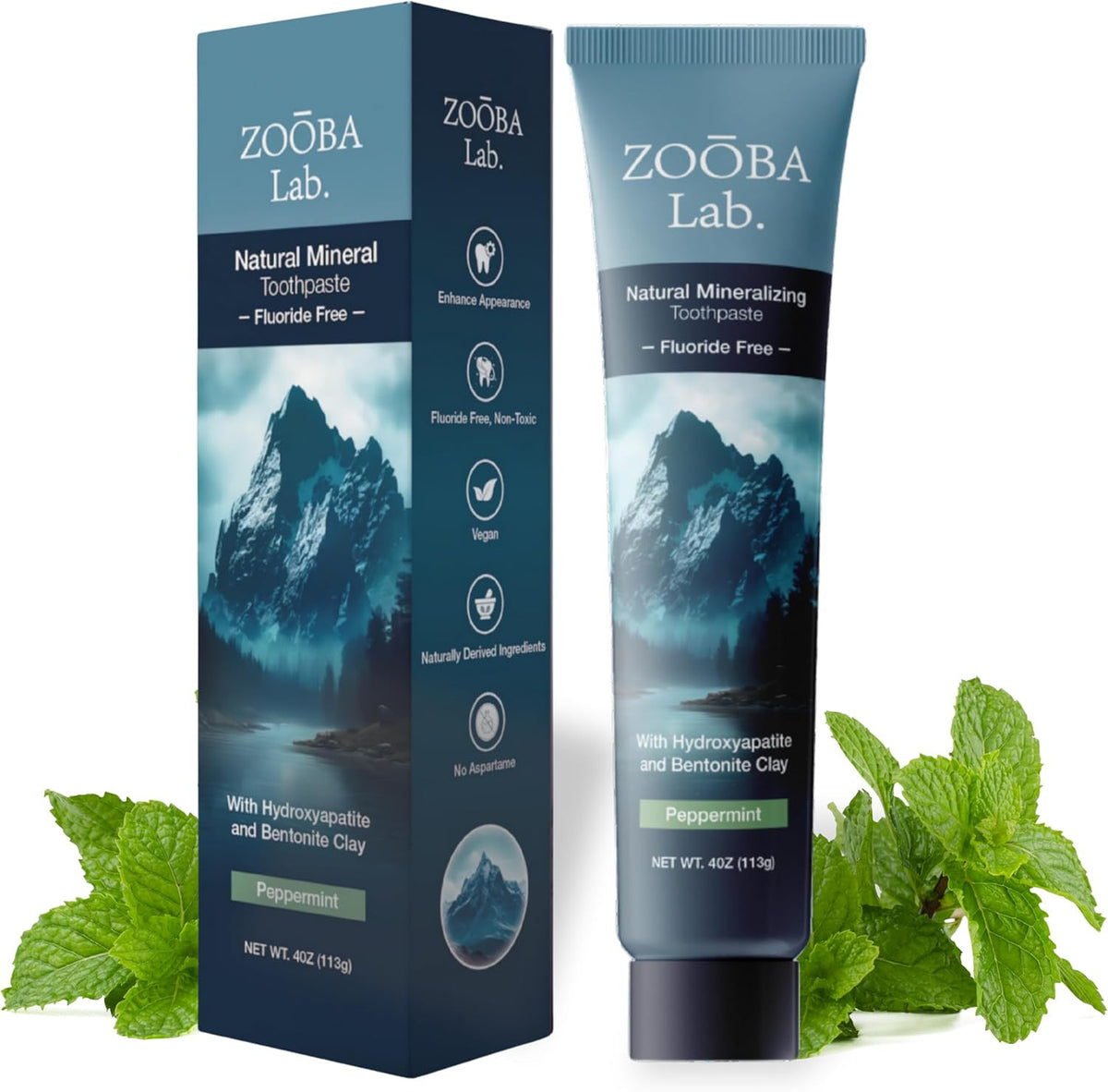 Natural Fluoride-Free Toothpaste with Hydroxyapatite & Bentonite Clay - Remineralizing & Whitening - Vegan & Sensitive Teeth Safe