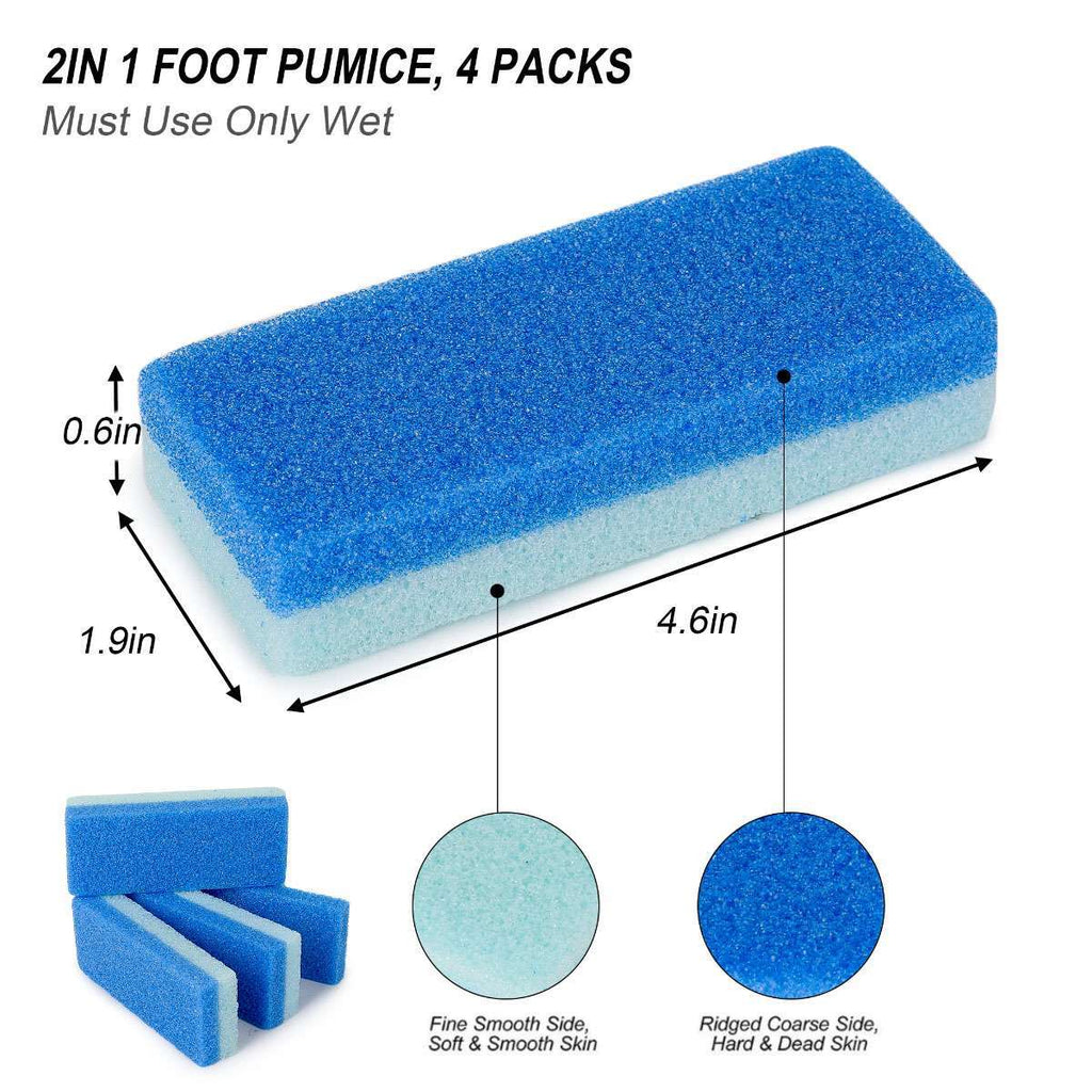 Foot Pumice Stones 4-Pack for Callus Removal & Exfoliation - Dual-Sided
