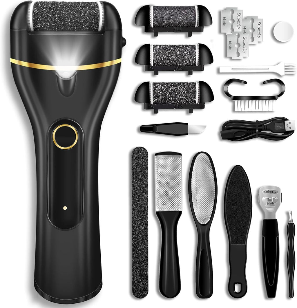 Electric Foot Callus Remover with 3 Rollers Waterproof Foot Care Kit