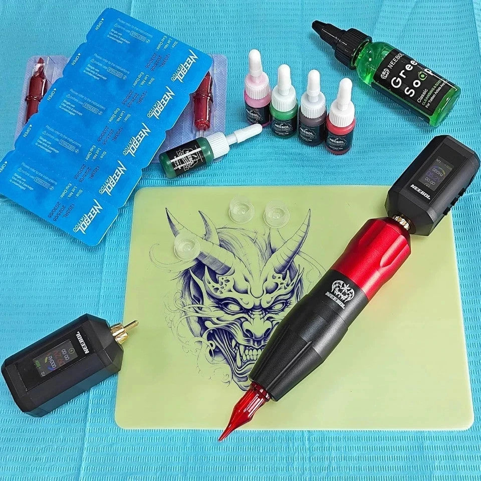 Wireless Tattoo Gun Kit for Beginners & Professionals - Complete Set with Power Display