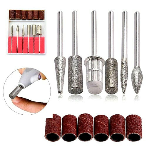 Nail Drill Bits with Sanding Bands Kit - 6 Pieces for Manicure & Pedicure