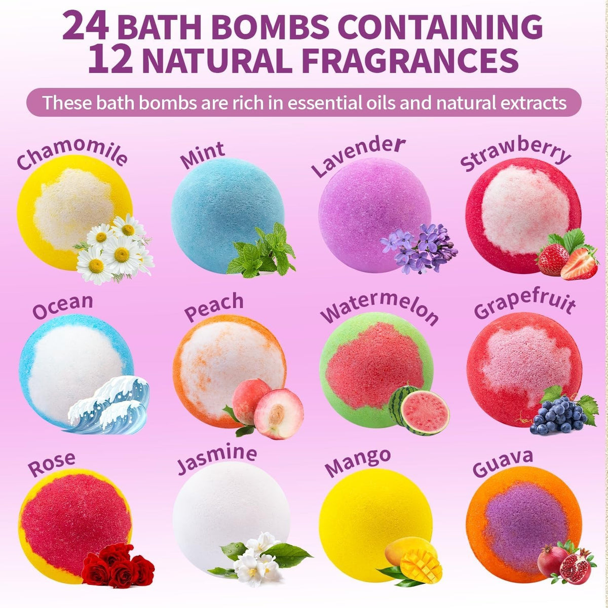 Kids Bath Bombs with Surprise Dolls - 24 Pack Colorful Handmade Gift Set