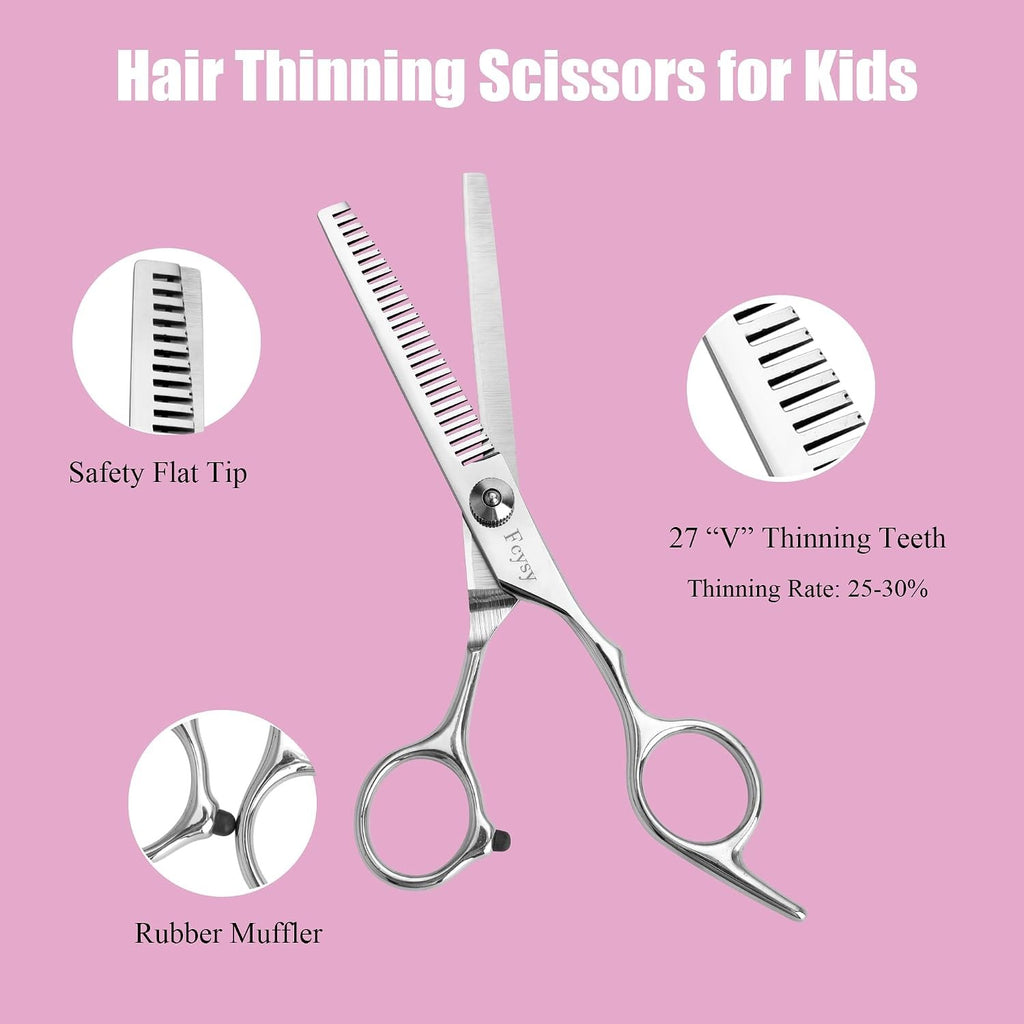 Kids Haircutting Kit with Stainless Steel Scissors & Accessories for Home Use