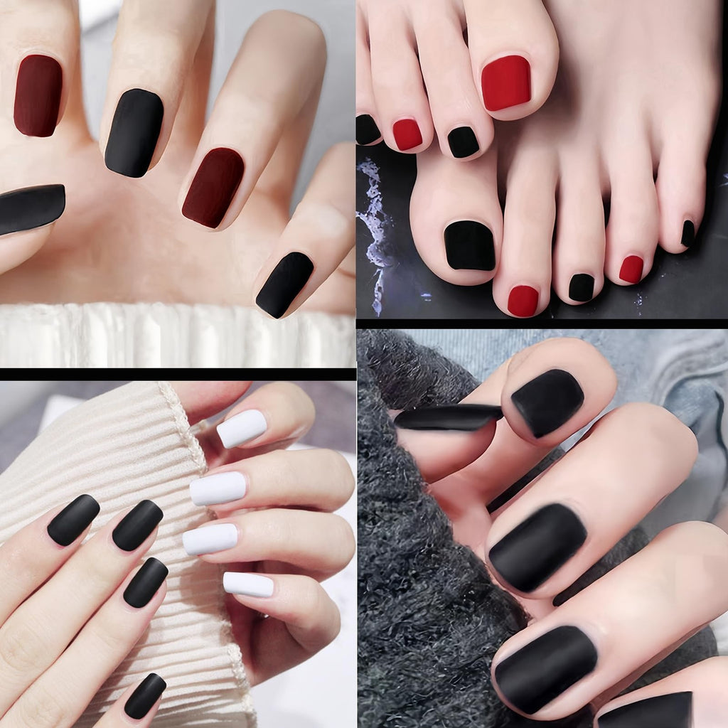 Matte Black Nail Polish Quick Dry Vegan for Men & Women - Velvet Gel Finish