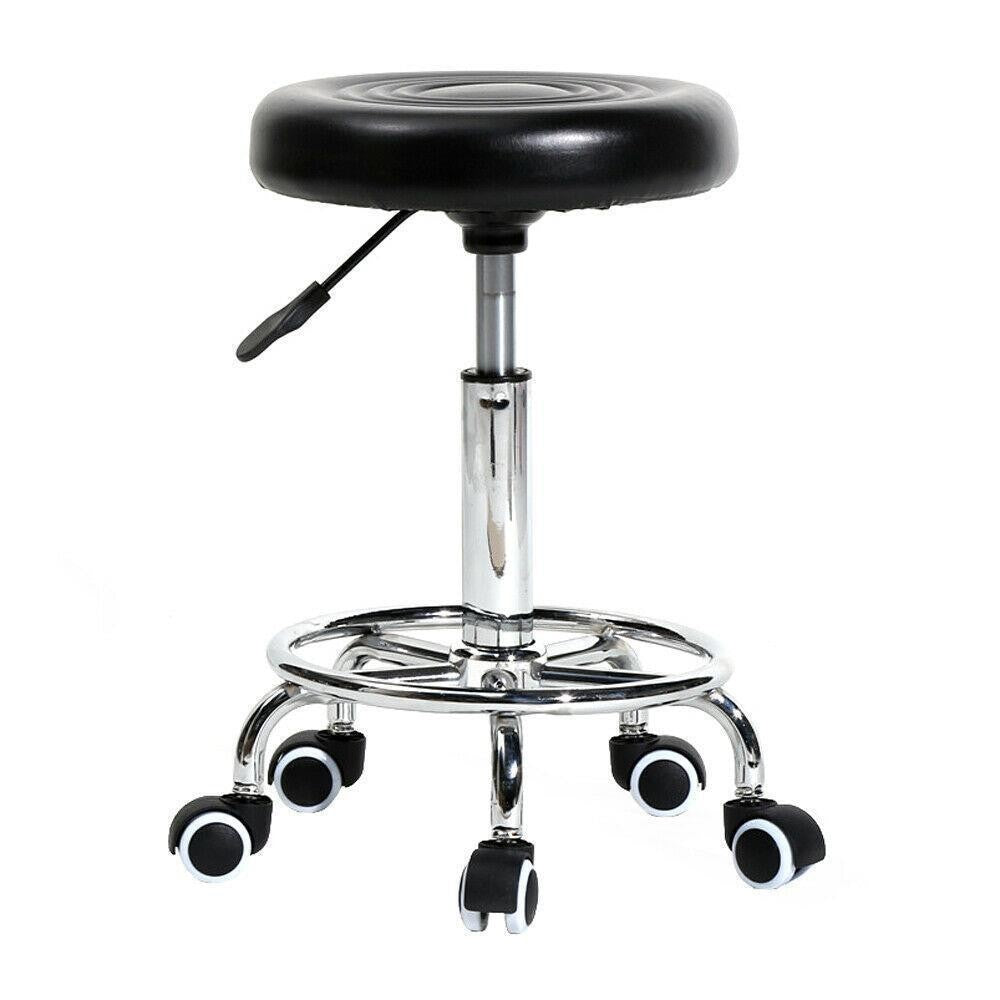 Salon Rolling Stool with Foot Rest, Swivel Height Adjustment Chair