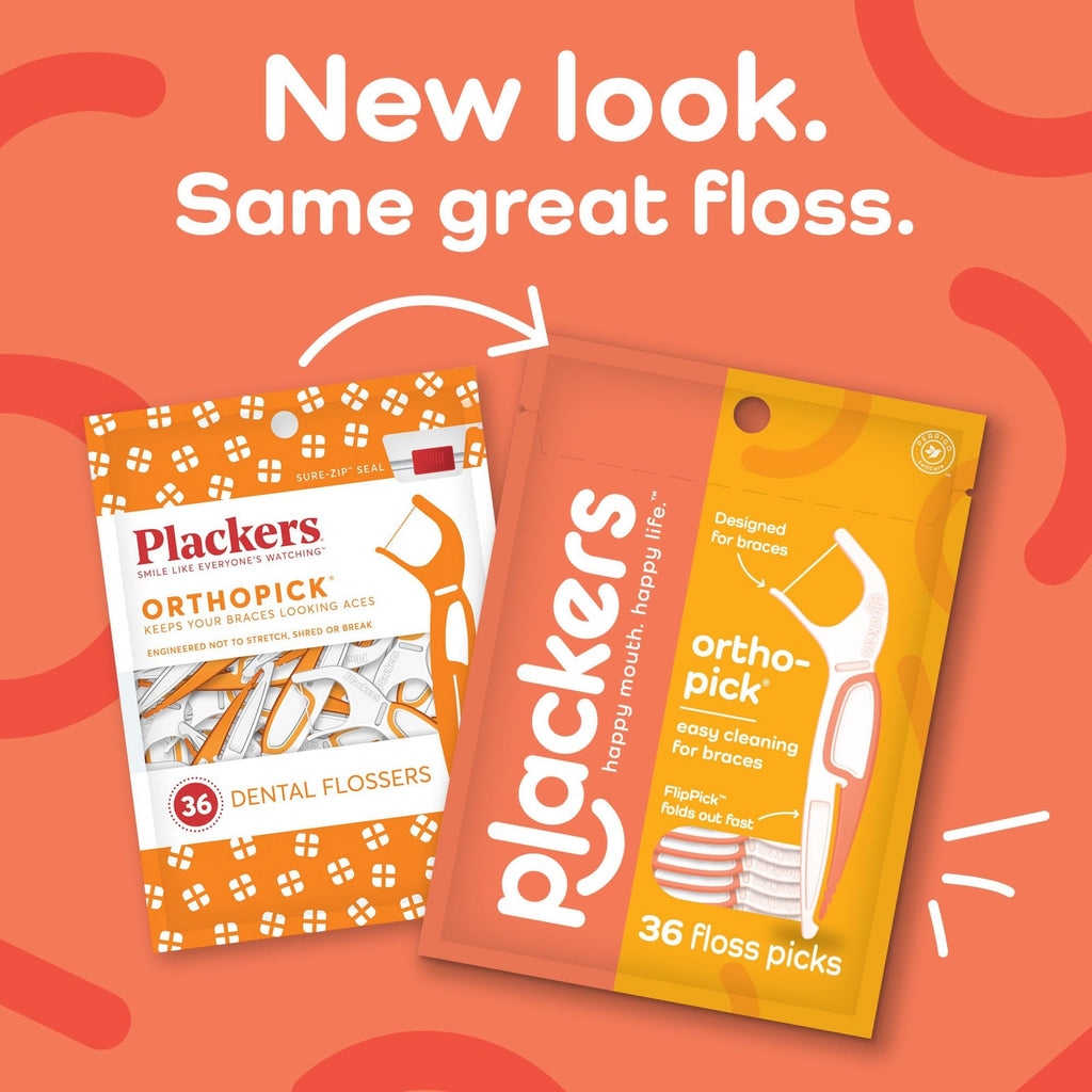 Orthodontic Dental Floss Picks Unflavored 36 Count Pack of 4 for Braces