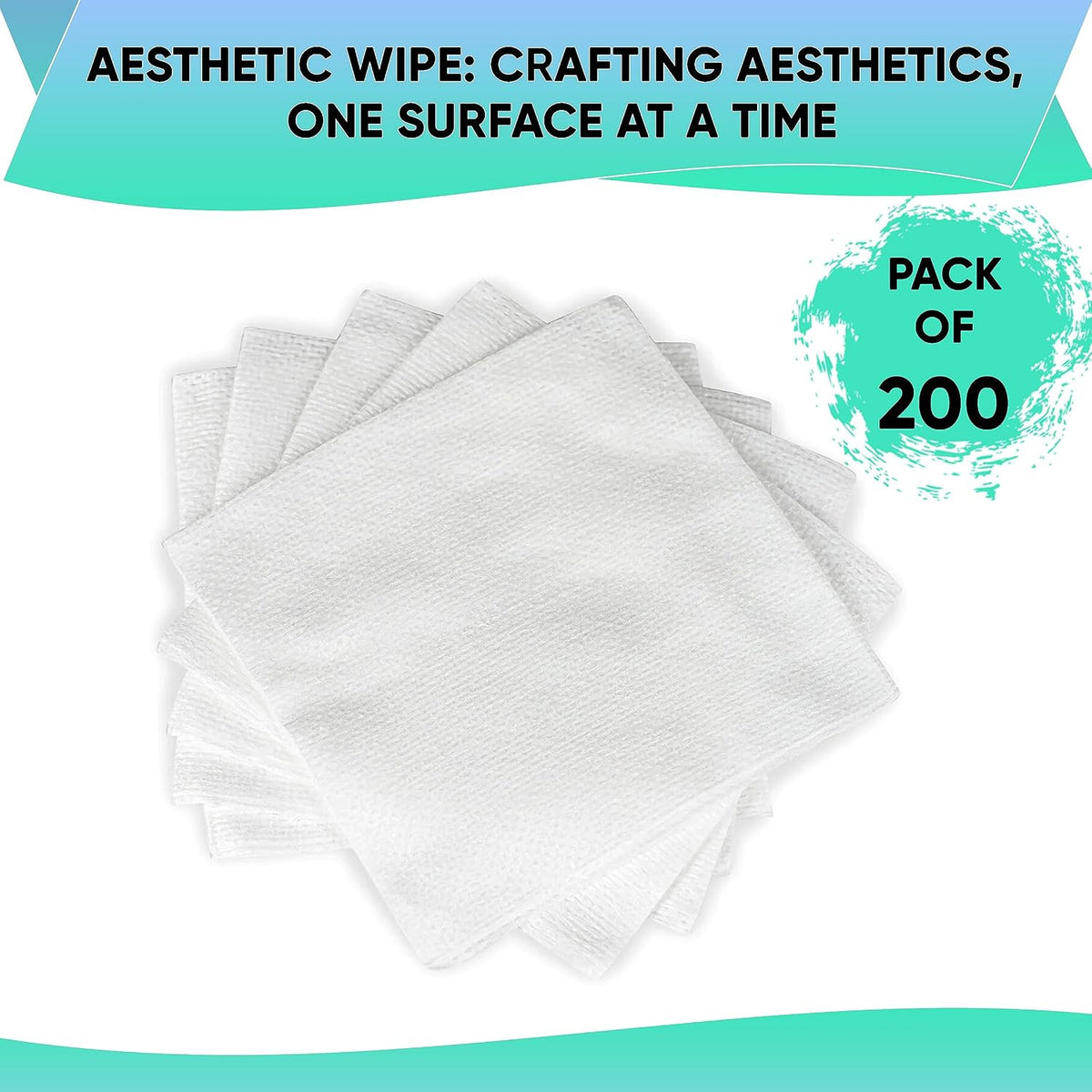 Hypoallergenic Cotton Aesthetic Wipes - 4x4 Inch, 200 Pack for Skin Care