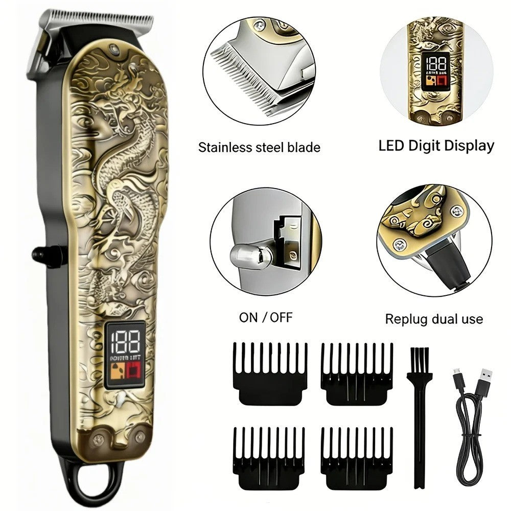 Cordless Men’s Hair Clipper Kit Rechargeable T-Blade Trimmer for Hair & Beard