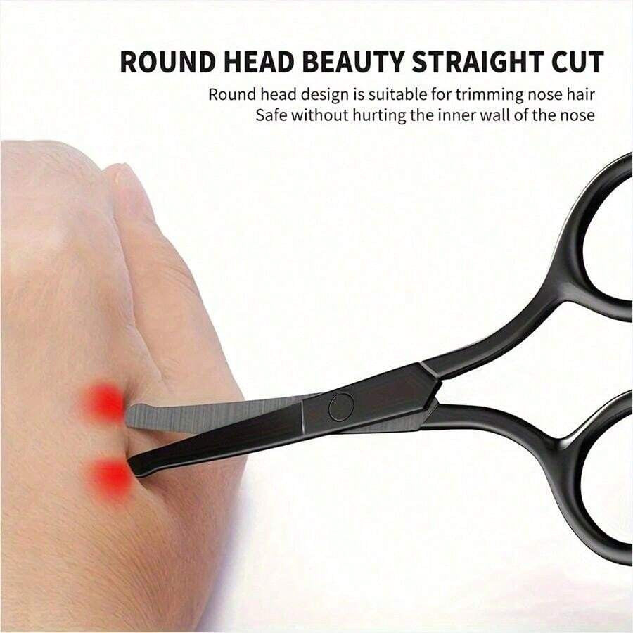Stainless Steel Nose Hair Scissors with Rounded Tips - Precise Grooming Tool