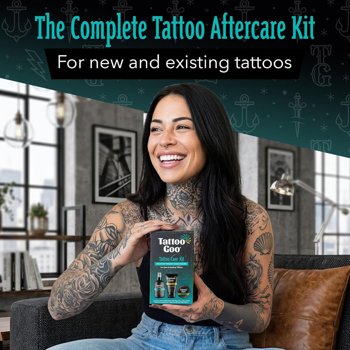 Tattoo Aftercare Kit - 3-Piece Set with Antimicrobial Soap, Balm & Lotion