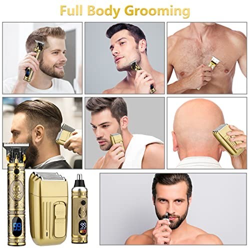 4-in-1 Men’s Beard Trimmer & Electric Razor Grooming Kit with Hair Clippers