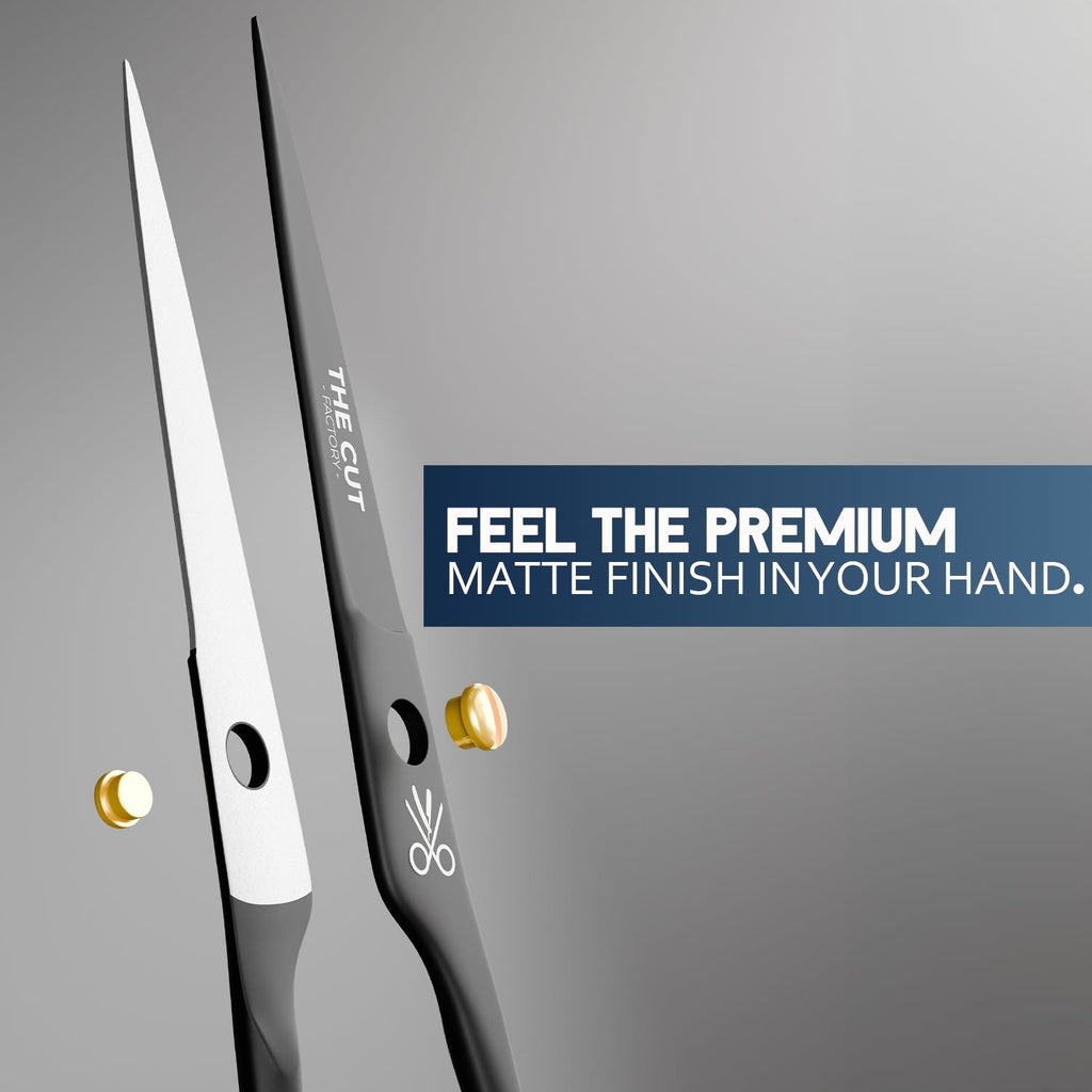 Professional Hair Cutting Scissors 6.5 Inch Matte Black High Carbon Steel Barber Shears