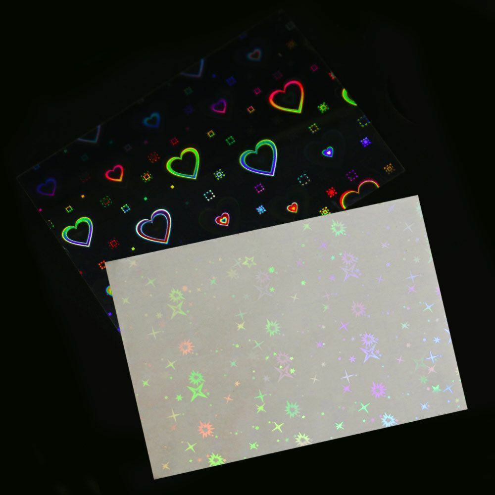 Holographic 3D Nail Art Stickers Heart Star Snowflake Decals Set