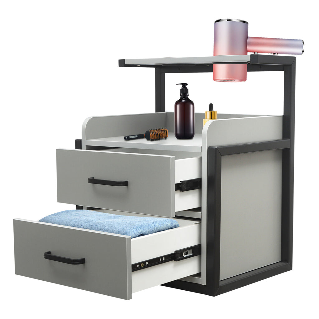 Wall Mounted Salon Storage Cabinet for Hair Salon Equipment - Black & Grey