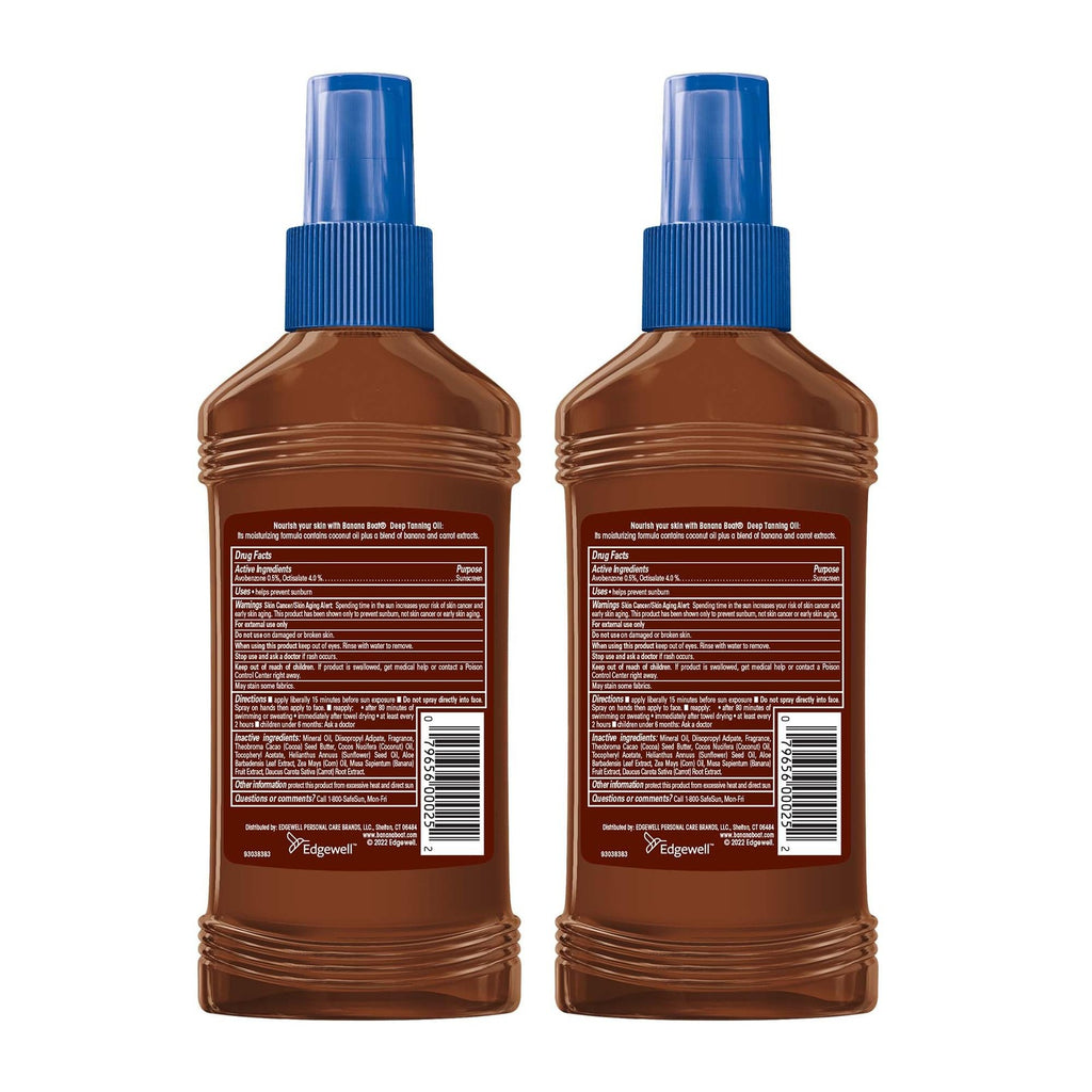 Deep Tanning Oil Spray SPF 4 - Moisturizing Sunless Tanning Oil with Cocoa & Coconut - Pack of 2
