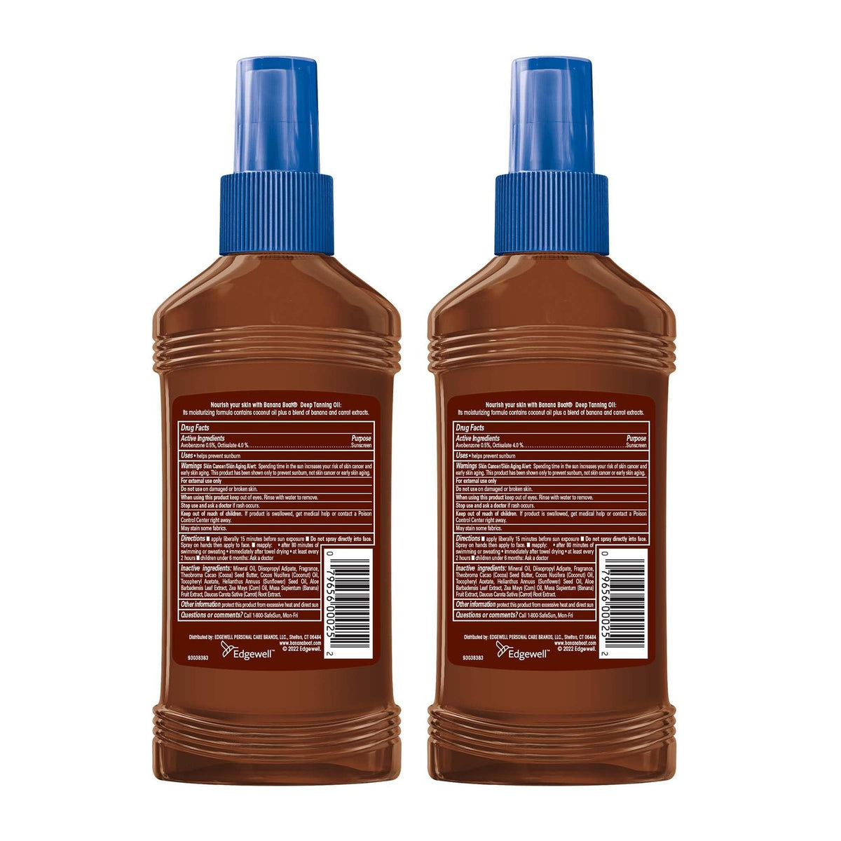 Deep Tanning Oil Spray SPF 4 - Moisturizing Sunless Tanning Oil with Cocoa & Coconut - Pack of 2