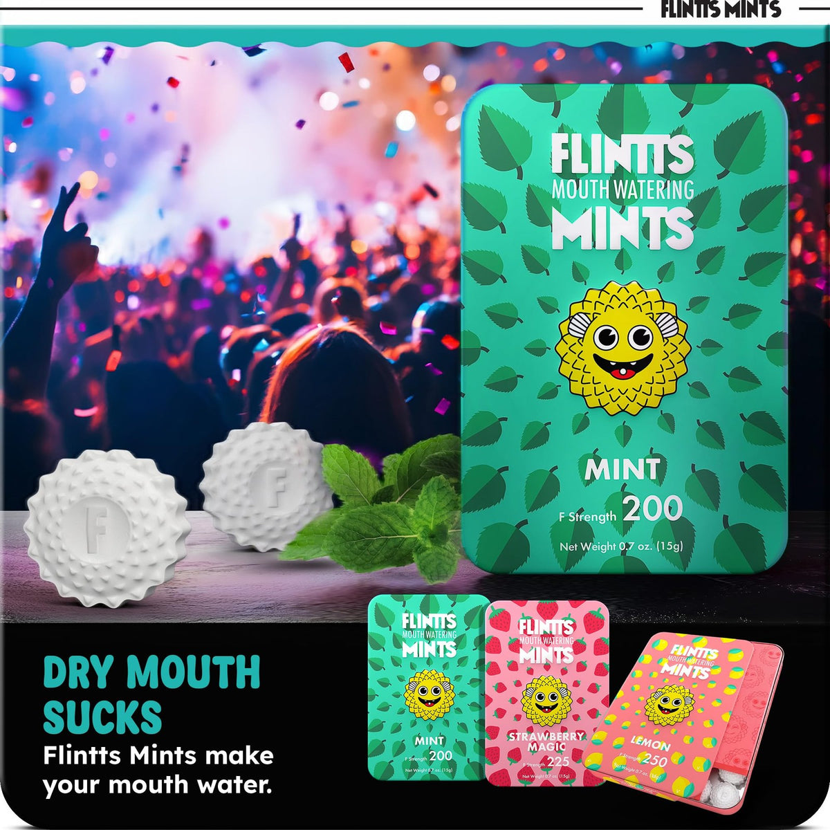 Flintts Sugar-Free Mouthwatering Mints for Dry Mouth Relief - Travel Pack
