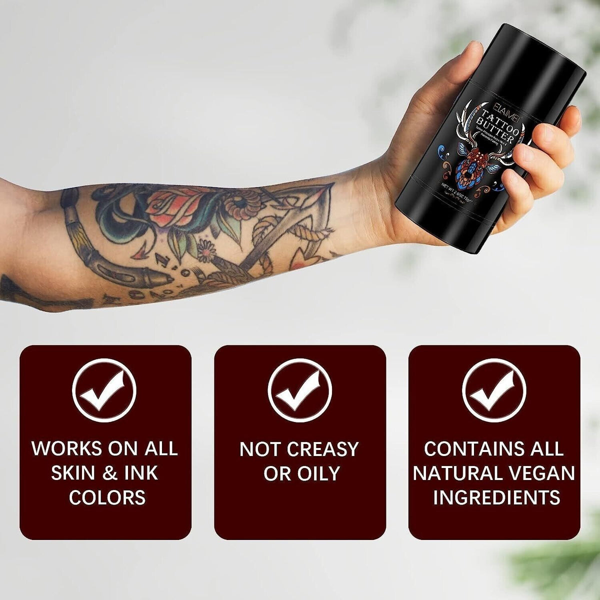 Tattoo Aftercare Butter Balm 2.6 oz – Healing Moisturizer for Fresh & Old Tattoos (2 Pack)