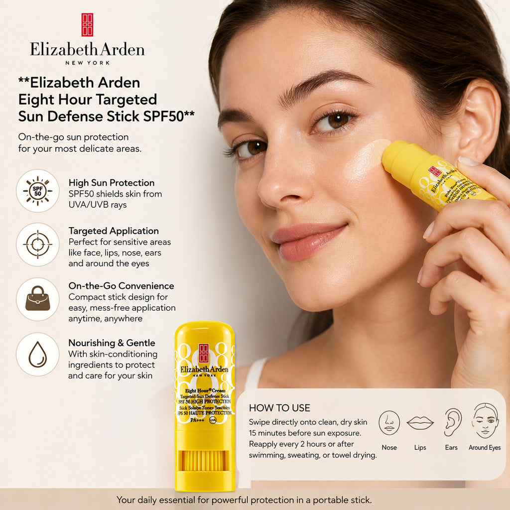 SPF 50 Sun Defense Stick - 2 Pack, Targeted Sun Protection for Skin
