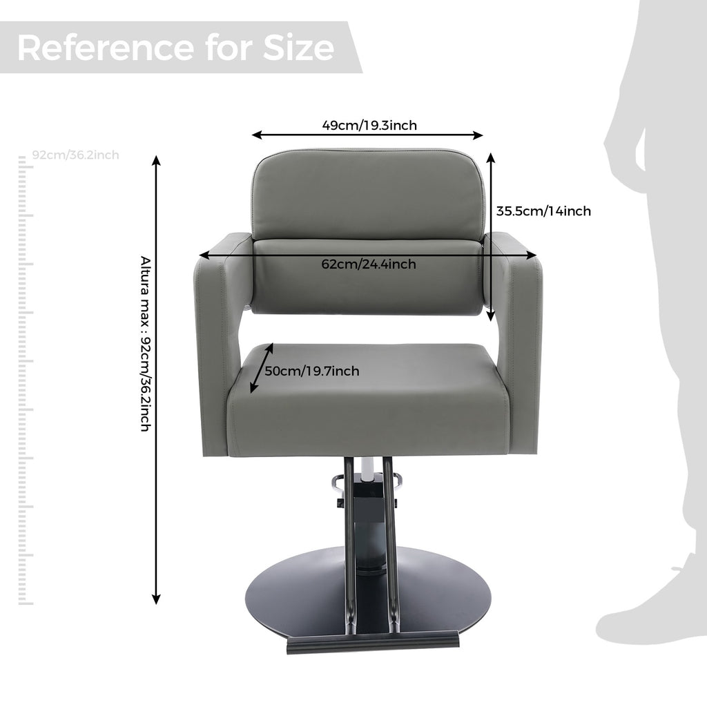 Hydraulic Barber Chair for Hair Stylists - Salon & Spa Seating, Gray
