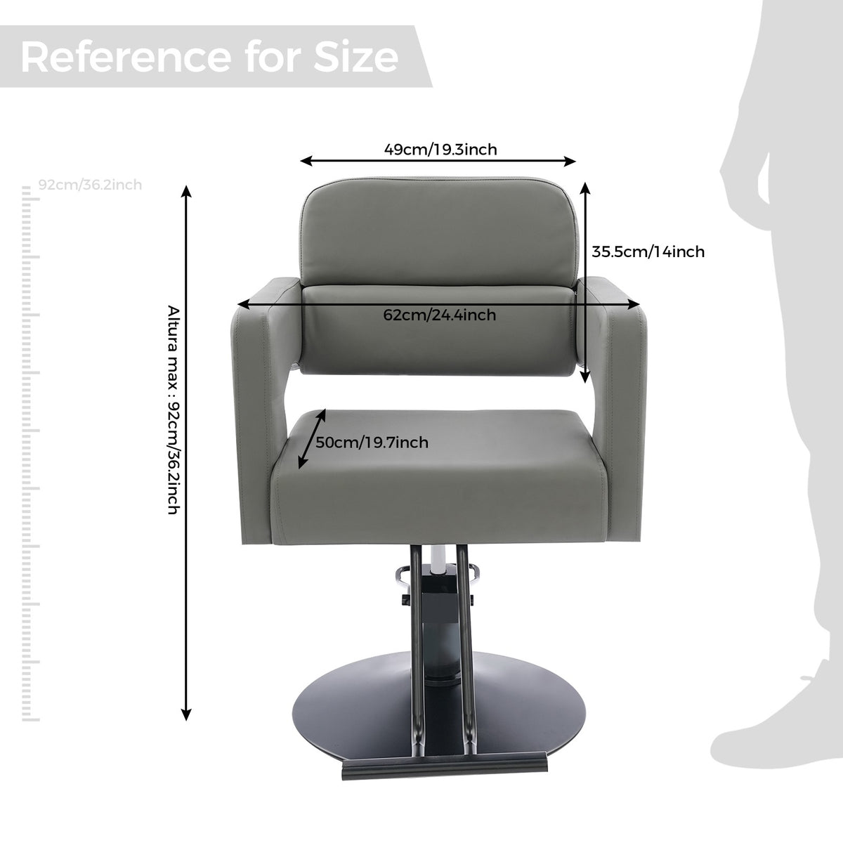 Hydraulic Barber Chair for Hair Stylists - Salon & Spa Seating, Gray