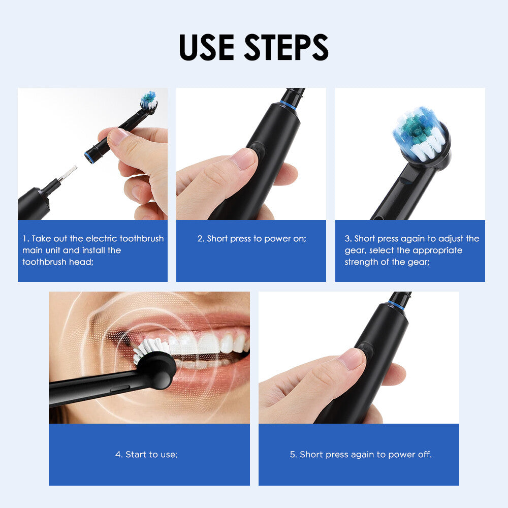 Electric Toothbrush for Adults with 4 Brush Heads & 5 Modes - Deep Clean