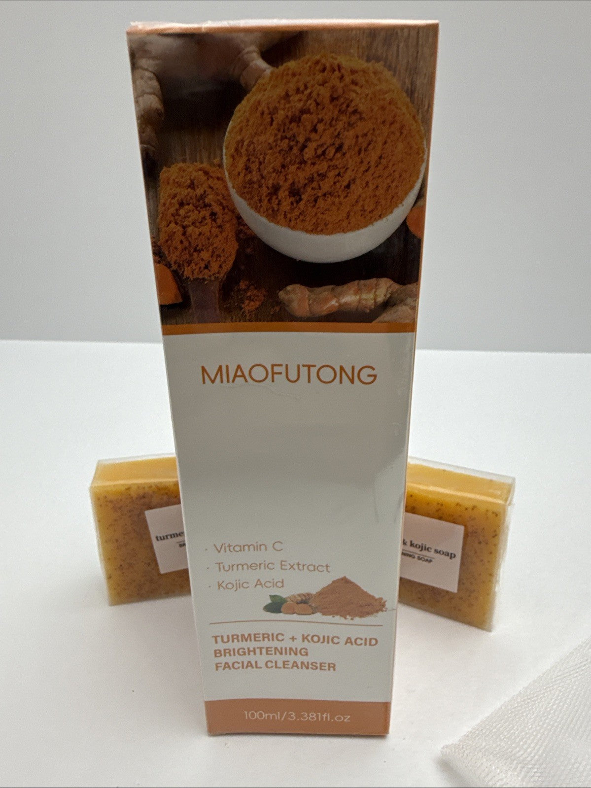 Turmeric Kojic Acid Soap Bundle with Vitamin C Facial Cleanser - 4 Items