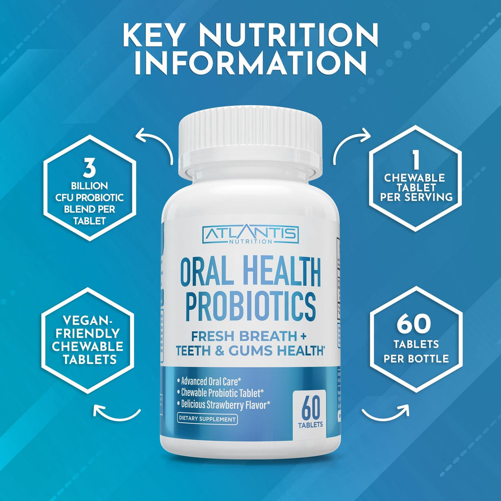 Oral Probiotics Chewables for Teeth and Gums - 60 Count, Supports Fresh Breath and Oral Health