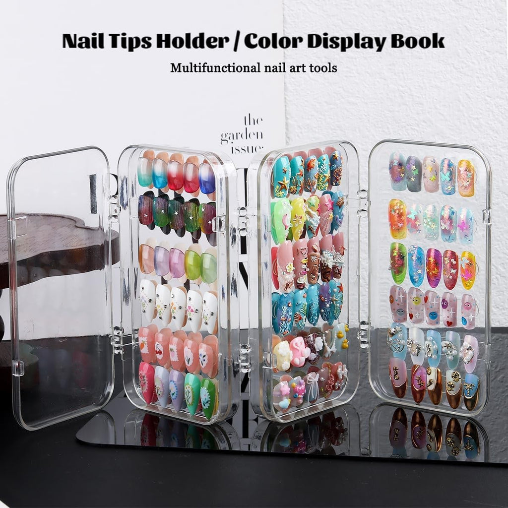 Press On Nail Organizer Case - Compact Clear Acrylic Storage for Nail Tips