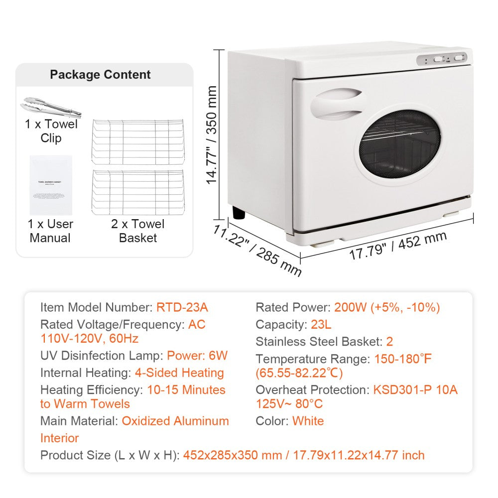 Large Capacity Hot Towel Warmer with See-Through Window, 23L SPA Towel Cabinet