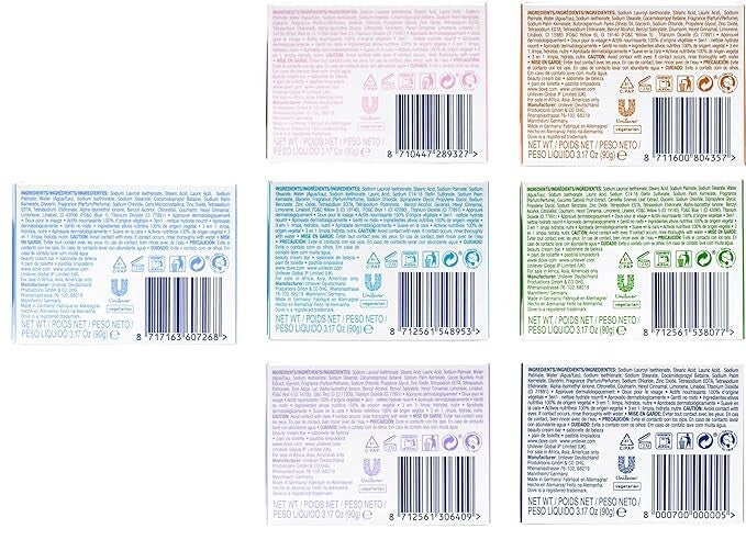 Dove Beauty Bar Soap Variety Pack 14 Count - Gentle, Exfoliating, Shea & Coconut