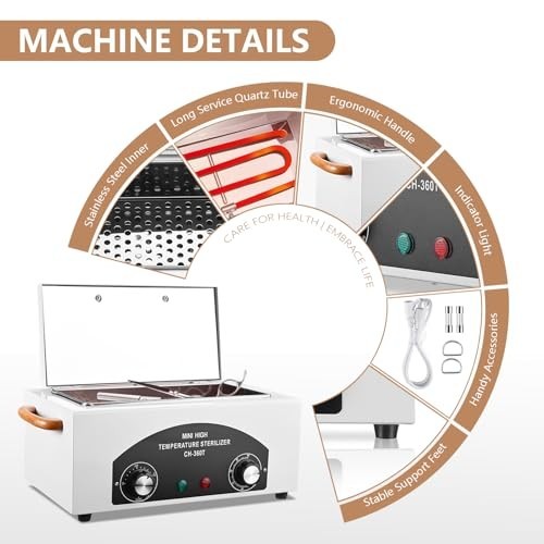High-Temperature Dry Heat Sterilizer for Nail and Dental Tools 1.5L Capacity