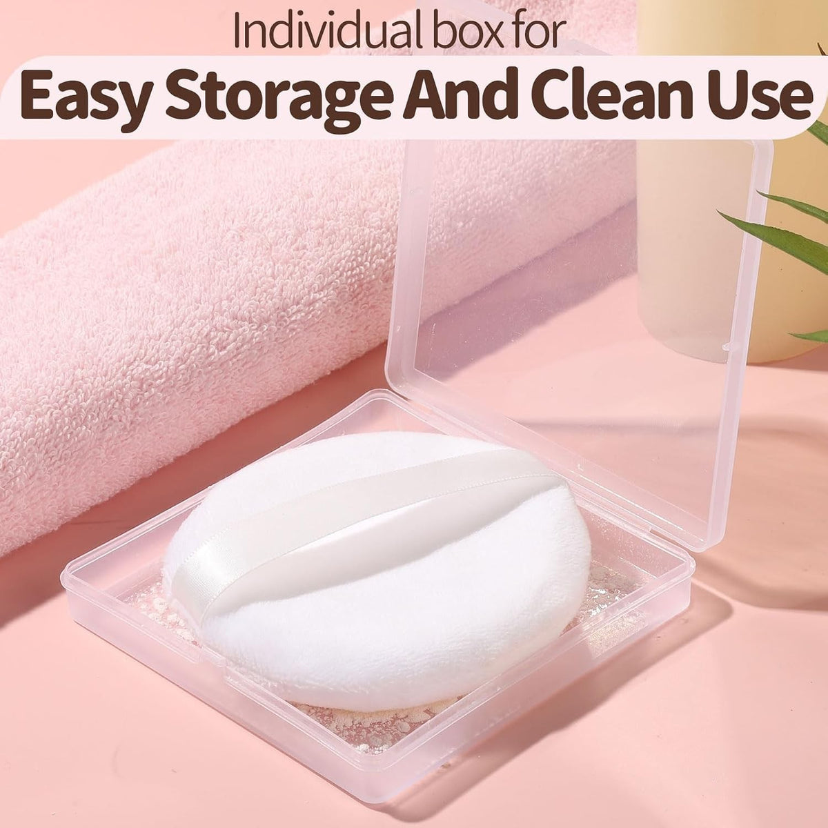2pcs Medium Body Powder Puffs with Storage Containers - Soft & Sturdy