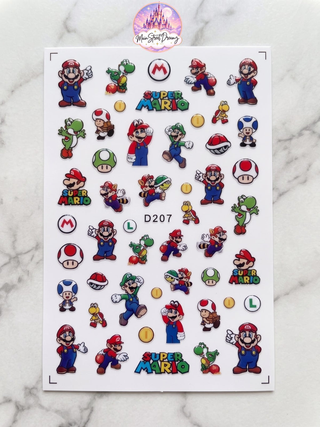 3D Super Mario Nail Stickers Set - Fun Themed Nail Art Decals