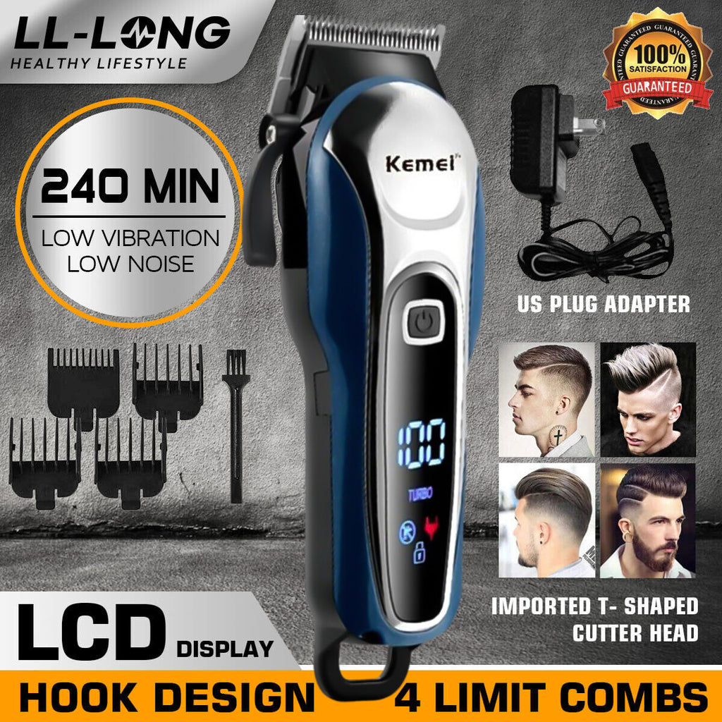 Cordless Men Hair Clippers Trimmer Kit with LED Display & Multiple Attachments