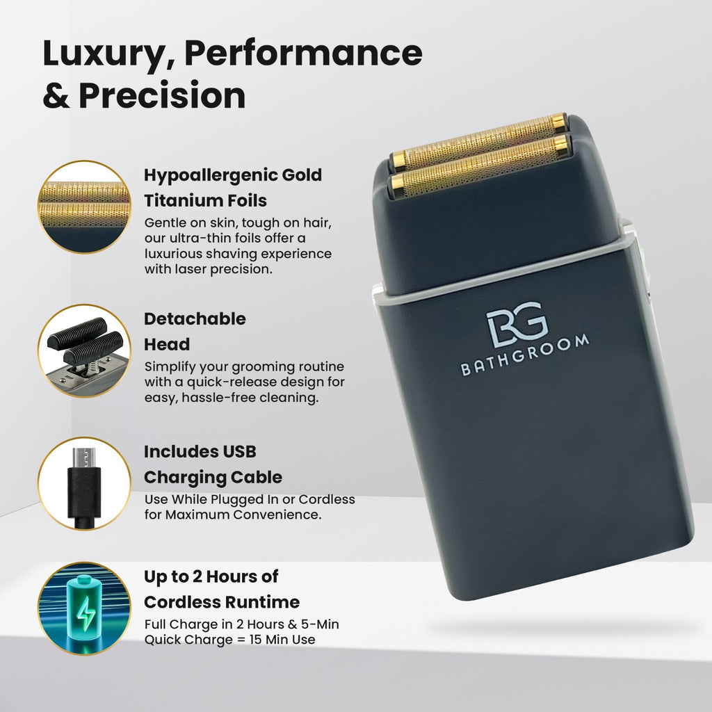 Cordless Electric Hair Clipper & Trimmer with Foil Shaver - Gold & Black