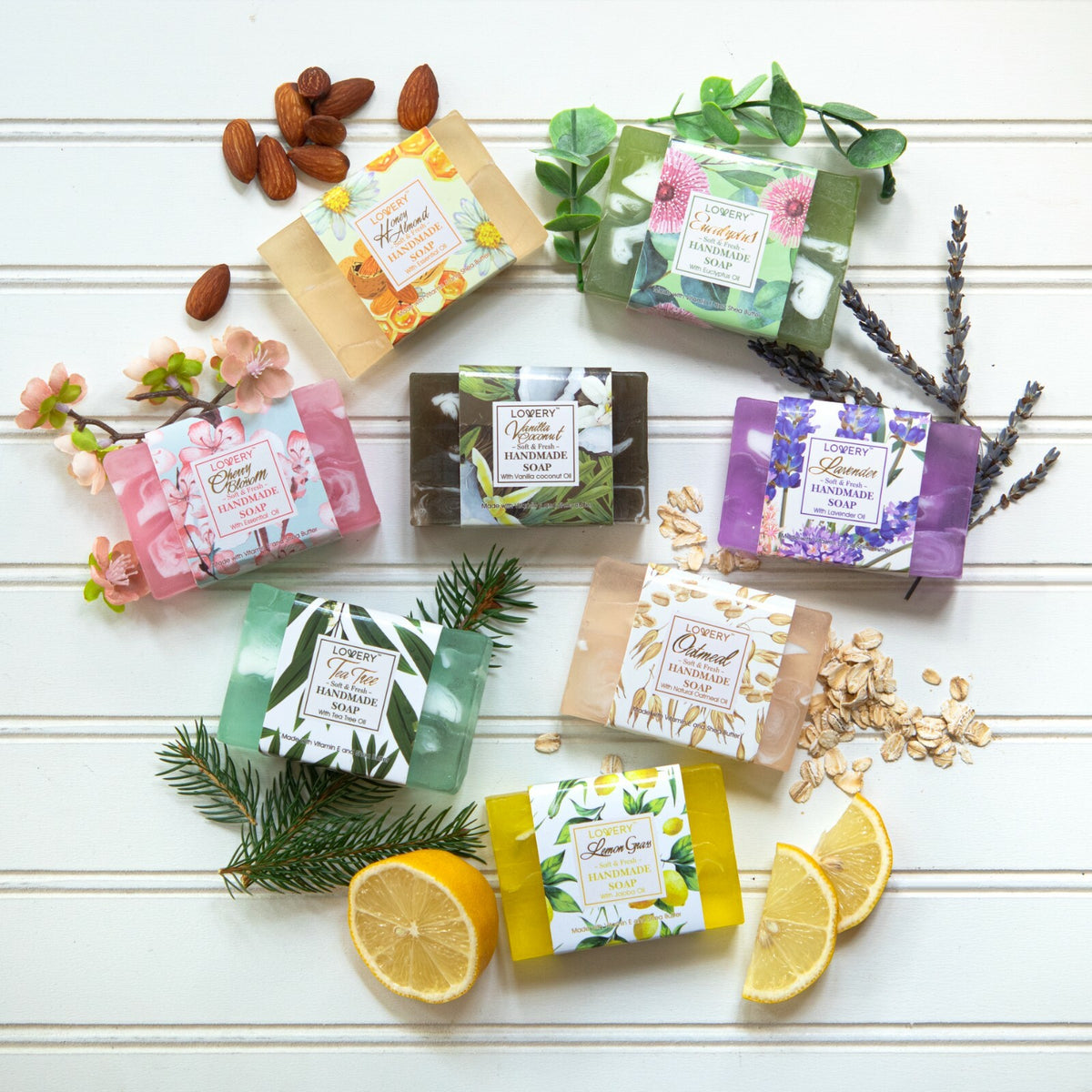 Luxury Handmade Bath Soap Set - 8 Fragrances, 100g Each, Gift Box