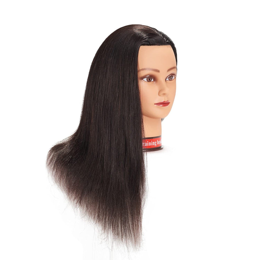 20-22 Inch Female Human Hair Mannequin Head for Hairdressing & Styling