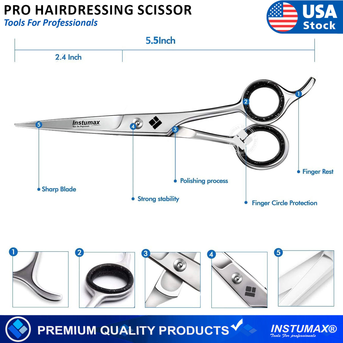6-Inch Professional Barber Hair Cutting Scissors - German Steel