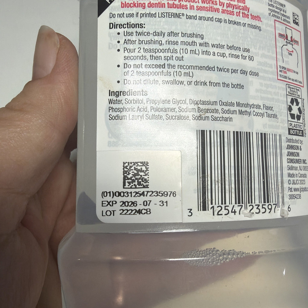 Listerine Mouth Rinse Sensitivity Zero Alcohol 24 Hour Relief Fresh Mint 6 Pack
