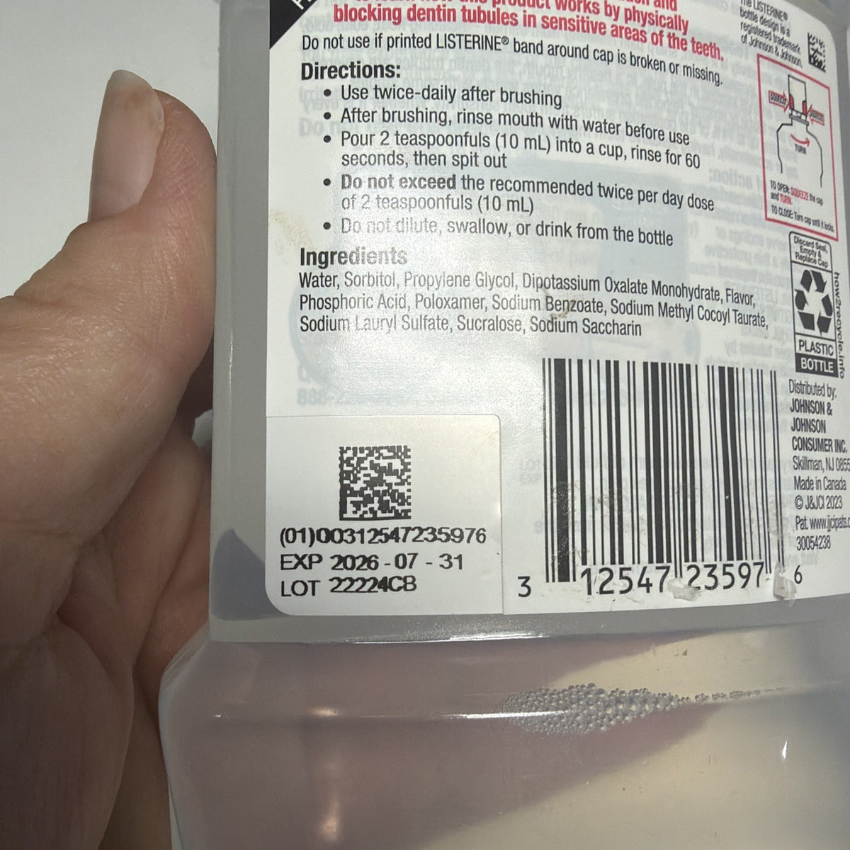 Listerine Mouth Rinse Sensitivity Zero Alcohol 24 Hour Relief Fresh Mint 6 Pack