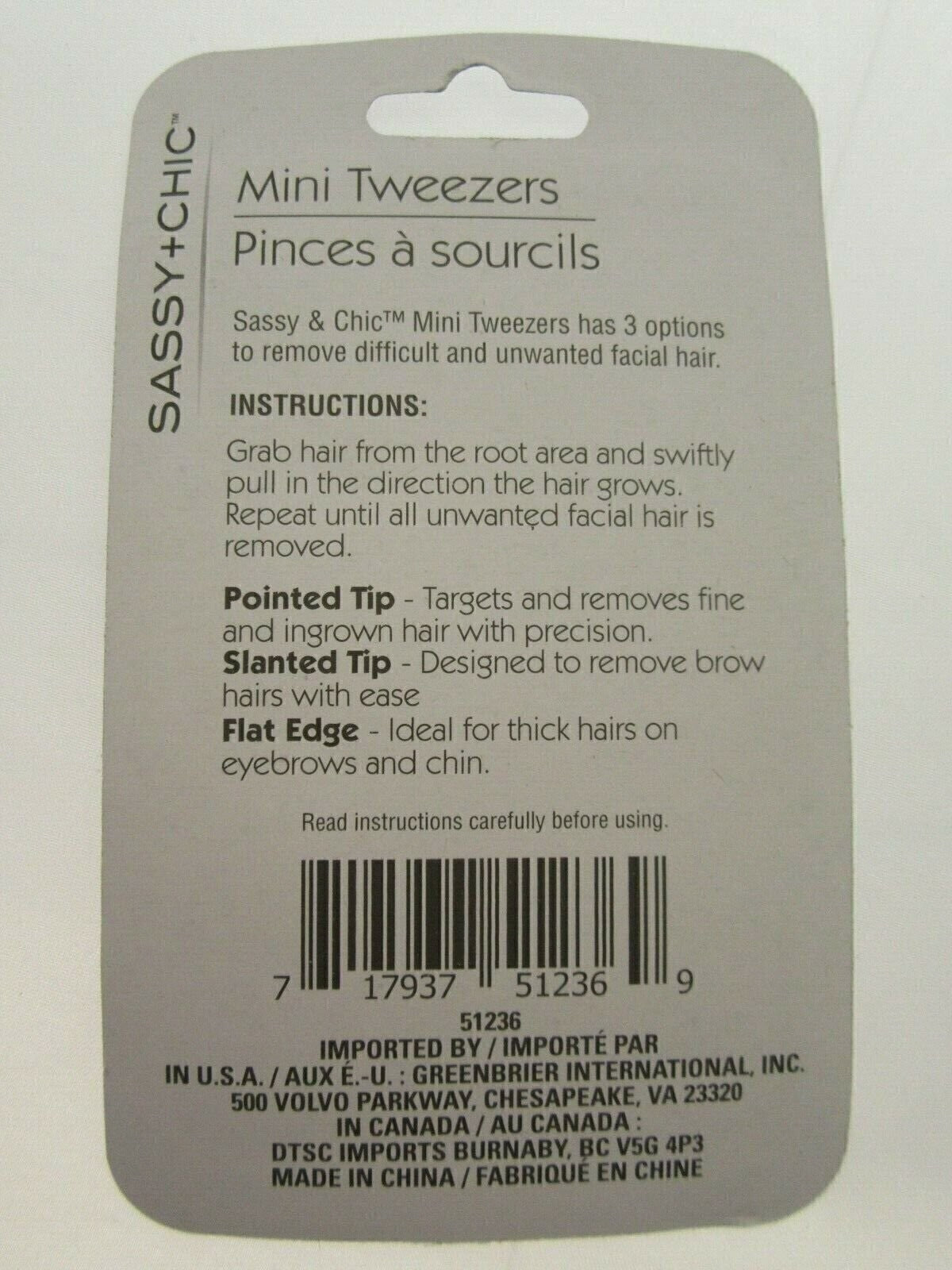 Mini Tweezers Set - 3-Piece Eyebrow, Thick Hair & Ingrown Hair Removal
