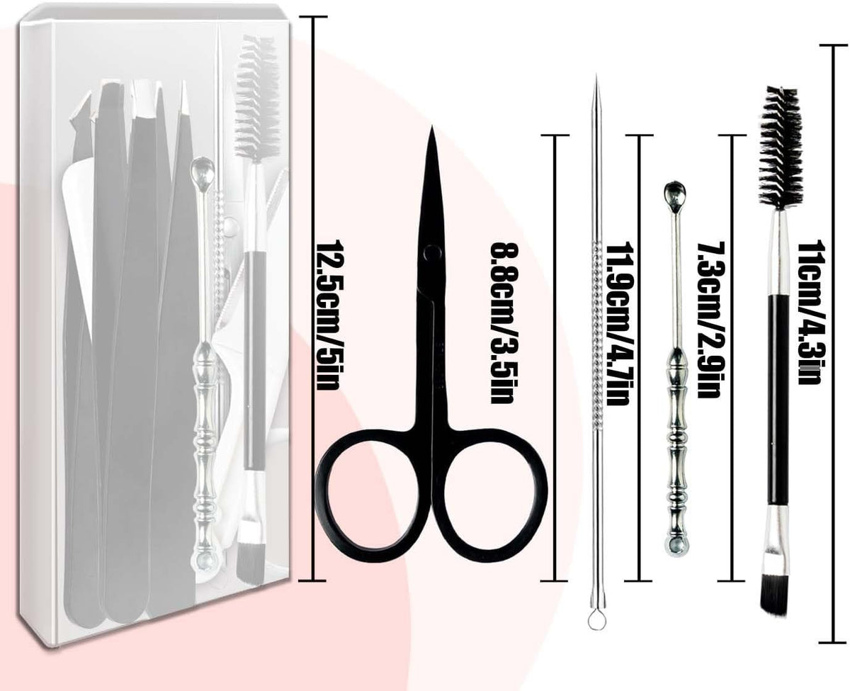 Professional Facial Hair Removal Tweezers Kit - Stainless Steel & Anti-Skid Coating