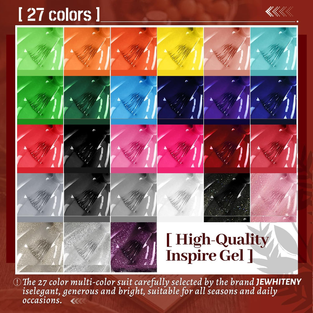 Gel Nail Polish Kit 30 Pieces with 27 Colors Matte & Glossy Top Coat